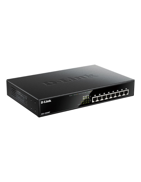 D-Link Dgs-1008Mp Łącza Sieciowe Nie Zarządzany Gigabit Ethernet (10/100/1000) Obsługa Poe 1U Czarny