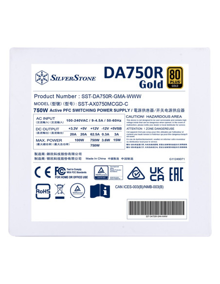 Silverstone Da750R Gold Moduł Zasilaczy 750 W 24-Pin Atx Atx Biały