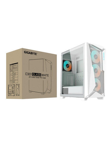 Gigabyte Case C301 Szkło Białe, Atx, Mid Tower, Białe