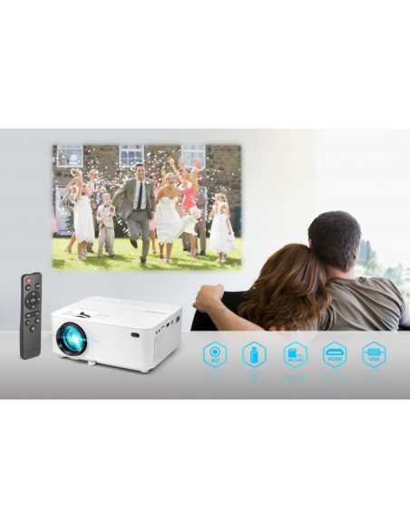 Projektor Rzutnik Led + Pilot Technaxx 50W, Wbudowany Głośnik (Biały)