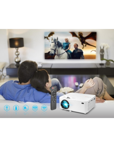 Projektor Rzutnik Led + Pilot Technaxx 50W, Wbudowany Głośnik (Biały)