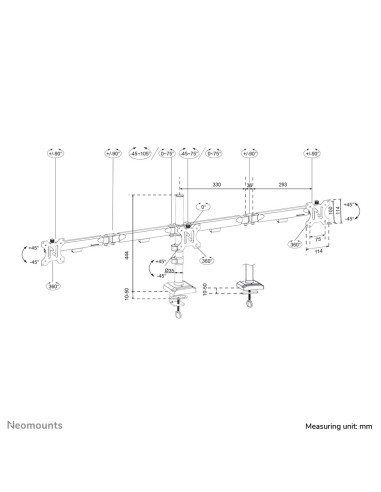 Uchwyt Biurkowy Do 3 Monitorów 10-27" Neomounts Ds60-600Bl3