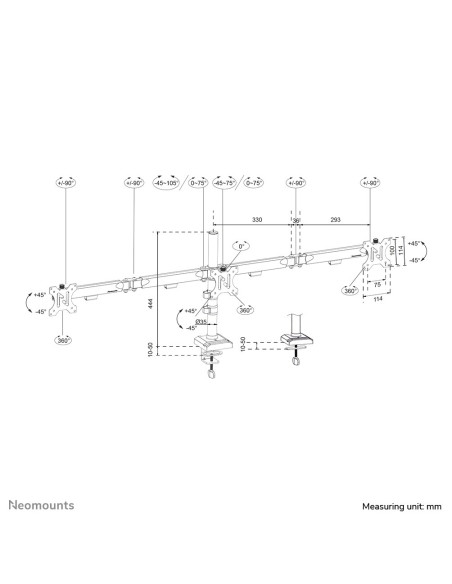 Uchwyt Biurkowy Do 3 Monitorów 10-27" Neomounts Ds60-600Bl3