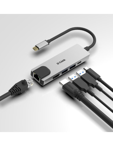 Adapter D-Link Dub-M520 - Przewodowy - Thunderbolt 3 - 60 W - 10,100,1000 Mbit/S - Ieee 802.3 - Ieee 802.3Ab - Ieee 802.3Az - Ie