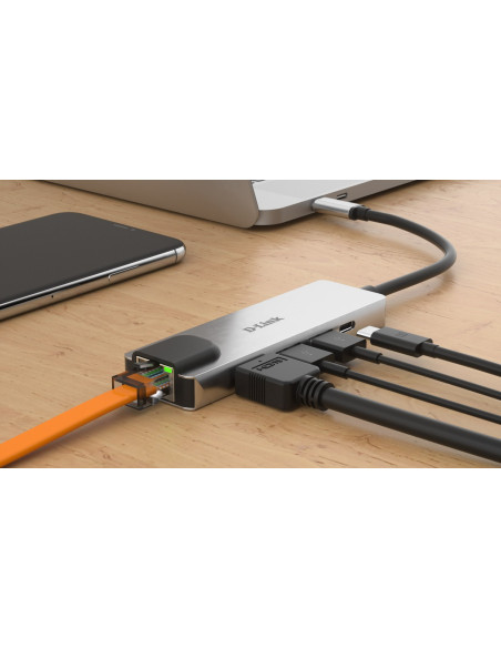 Adapter D-Link Dub-M520 - Przewodowy - Thunderbolt 3 - 60 W - 10,100,1000 Mbit/S - Ieee 802.3 - Ieee 802.3Ab - Ieee 802.3Az - Ie