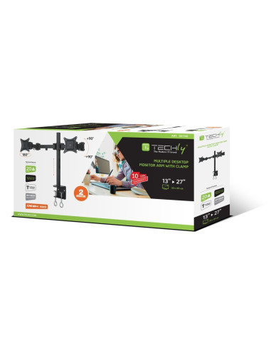 Techly Ica-Lcd 482-D Uchwyt / Stojak Do Monitorów 68,6 Cm (27") Czarny Biurko