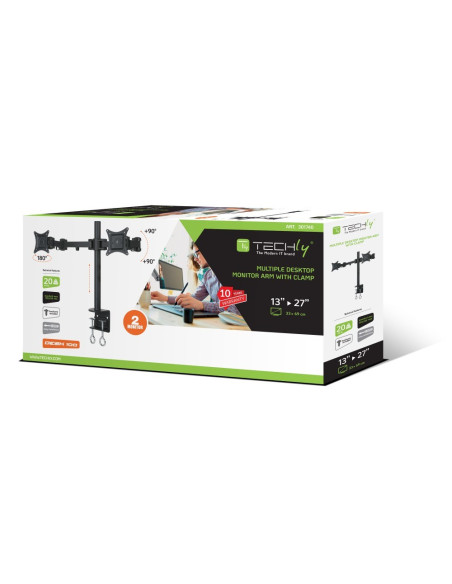 Techly Ica-Lcd 482-D Uchwyt / Stojak Do Monitorów 68,6 Cm (27") Czarny Biurko