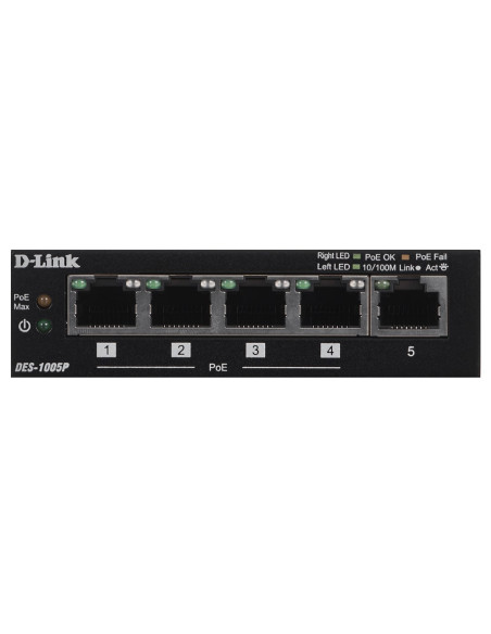D-Link Des-1005P - Niezarządzany - L2 - Fast Ethernet (10/100) - Pełny Dupleks - Power Over Ethernet (Poe)