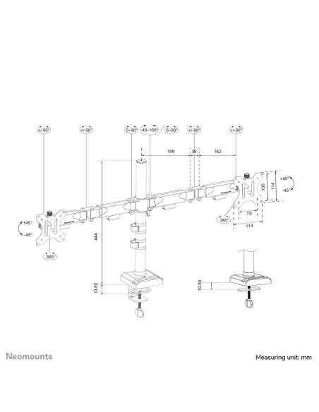 Uchwyt Do Monitora Na Biurko / Dual Ds60-600Bl2 Neomounts