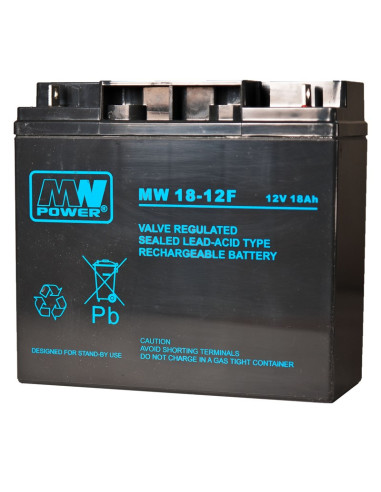 Akumulator Mpl Mw Power Mw 18-12 Kwasowo-Ołowiowy Agm Bezobsługowy 12 V 18 Ah Czarny