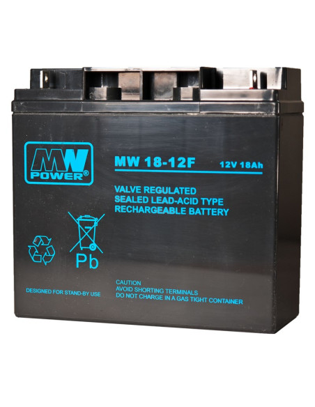 Akumulator Mpl Mw Power Mw 18-12 Kwasowo-Ołowiowy Agm Bezobsługowy 12 V 18 Ah Czarny