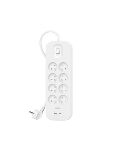 Listwa Zasilająca Belkin Power Surge 8-Port + 1Xusb-A +1Xusb-C 2.4A Pd 900J 2M White