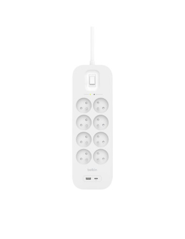 Listwa Zasilająca Belkin Power Surge 8-Port + 1Xusb-A +1Xusb-C 2.4A Pd 900J 2M White