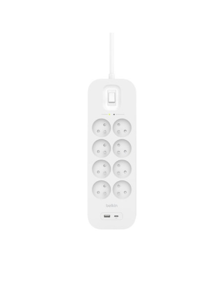 Listwa Zasilająca Belkin Power Surge 8-Port + 1Xusb-A +1Xusb-C 2.4A Pd 900J 2M White