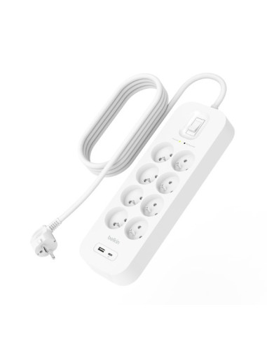 Listwa Zasilająca Belkin Power Surge 8-Port + 1Xusb-A +1Xusb-C 2.4A Pd 900J 2M White