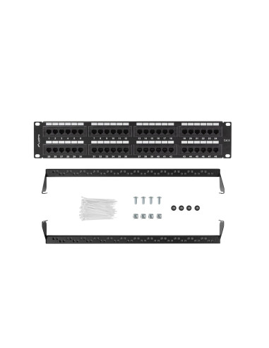 Lanberg Patch Panel 48 Port 2U Kat.6 Czarny Ppu6-2048-B