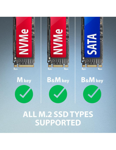 Axagon Adm2-Am Usb-A 10Gbps - M.2 Nvme & Sata Ssd Adaptér, Kabelis Usb-A 10Cm Obudowa Ssd Czarny