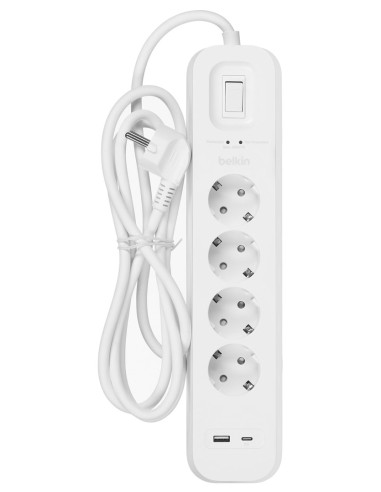 Listwa Zasilająca Belkin Power Surge 4-Port + 1Xusb-A +1Xusb-C 2.4A Pd 525J 2M White Schuko