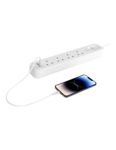 Listwa Zasilająca Belkin Power Surge 4-Port + 1Xusb-A +1Xusb-C 2.4A Pd 525J 2M White Schuko