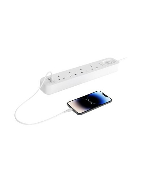 Listwa Zasilająca Belkin Power Surge 4-Port + 1Xusb-A +1Xusb-C 2.4A Pd 525J 2M White Schuko