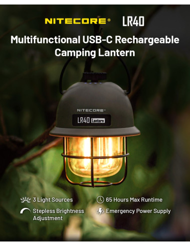 Lampa Kempingowa Nitecore Lr40 Zielona - 100 Lumenów