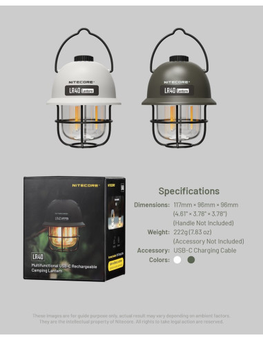 Lampa Kempingowa Nitecore Lr40 Zielona - 100 Lumenów