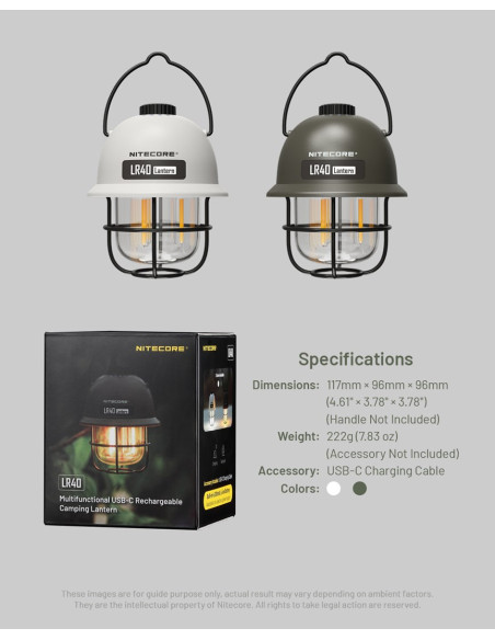 Lampa Kempingowa Nitecore Lr40 Zielona - 100 Lumenów