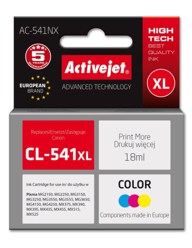 Activejet Ac-541Nx Tusz (Zamiennik Canon Cl-541Xl  Supreme  18 Ml  Błękitny, Żółty, Magenta)