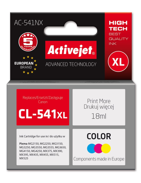 Activejet Ac-541Nx Tusz (Zamiennik Canon Cl-541Xl  Supreme  18 Ml  Błękitny, Żółty, Magenta)