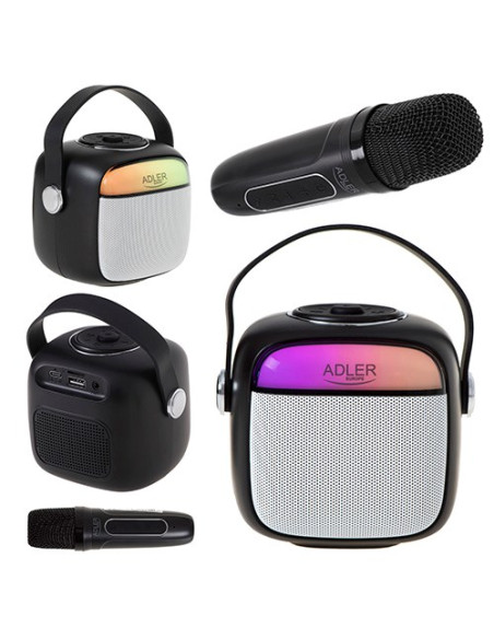 Adler Ad 1199 Black Głośnik Do Karaoke Z Mikrofonem - Sd/Usb/Aux/Bluetooth