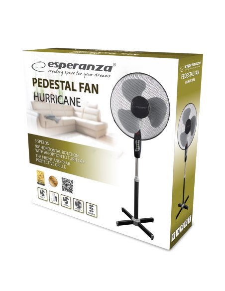 Wentylator Stojący Esperanza Hurricane Ehf001Ke (Kolor Szary)
