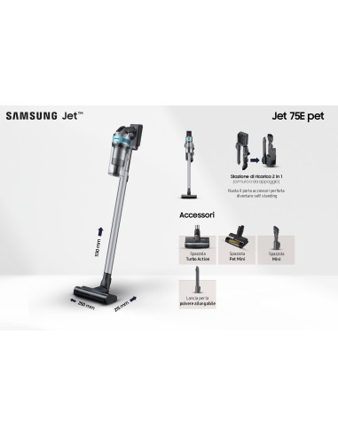 Samsung Vs20B75Agr1 Odkurzacz Stojący 2 W 1 Bateria Suchy Bez Worka 550 W Czarny, Miętowy