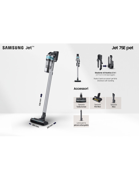 Samsung Vs20B75Agr1 Odkurzacz Stojący 2 W 1 Bateria Suchy Bez Worka 550 W Czarny, Miętowy