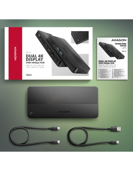 Axagon Hmc-U4 Stacja Dokująca Przewodowa Usb4 Czarny