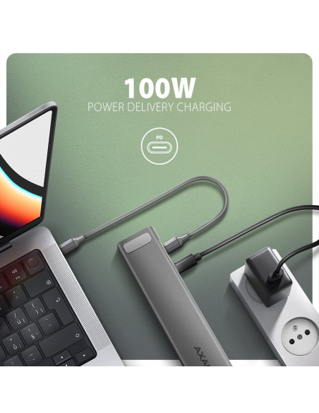 Koncentrator Wieloportowy Axagon Hmc-10Hls, 4X Usb-A I 2X Usb-C, Hdmi 4K/60Hz, Rj-45, Sd/Microsd, Pd 100W