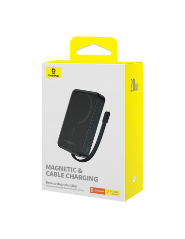 Powerbank Baseus Magnetic Mini Air Wireless 10000Mah 20W+Kabel Lightning (Czarny)