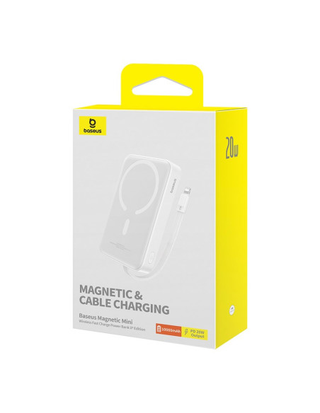Powerbank Baseus Magnetic Mini Air Wireless 10000Mah 20W+Kabel Lightning (Biały)
