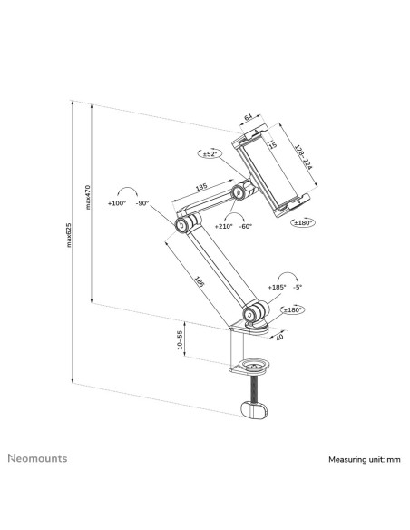 Neomounts Ds15-545Bl1 Uchwyt Uchwyt Pasywny Tablet/Umpc Czarny