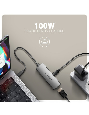 Axagon Rvc-Hi8Kpd, Usb-C -  Hdmi 2.1 Redukce / Adaptér, 8K/60Hz, 4K/144Hz, Hdr10+, Pd100W 0,16 M Usb Type-C Hdmi + Usb Type-C