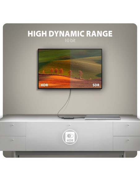 Axagon Rvc-Hi8Kpd, Usb-C -  Hdmi 2.1 Redukce / Adaptér, 8K/60Hz, 4K/144Hz, Hdr10+, Pd100W 0,16 M Usb Type-C Hdmi + Usb Type-C