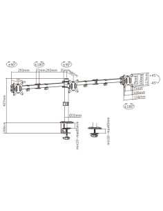 Gembird Biurkowe Regulowane Ramię/Uchwyt Na 3 Monitory 17-27, 100X100Mm, Do 7Kg 2