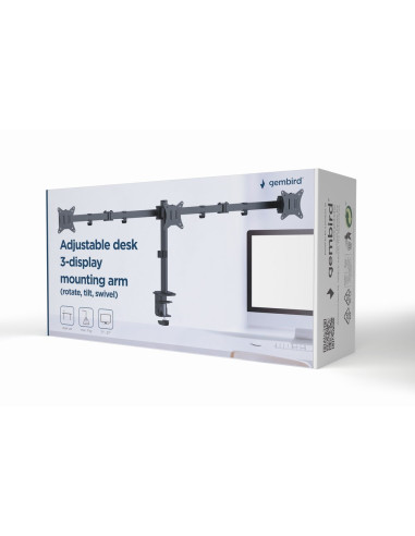 Gembird Biurkowe Regulowane Ramię/Uchwyt Na 3 Monitory 17-27, 100X100Mm, Do 7Kg