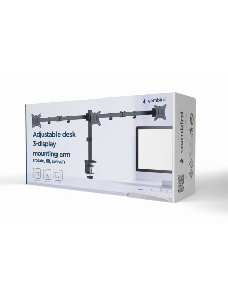 Gembird Biurkowe Regulowane Ramię/Uchwyt Na 3 Monitory 17-27, 100X100Mm, Do 7Kg