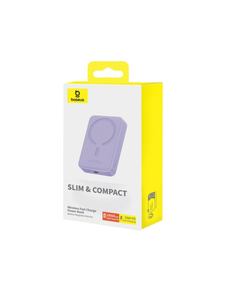 Powerbank Baseus Magnetic Mini Air Wireless 10000Mah 20W+Kabel Usb C-Usb C (Fiolet)