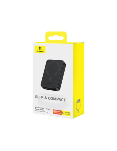 Powerbank Baseus Magnetic Mini Air Wireless 10000Mah 20W+Kabel Usb C-Usb C (Czarny)