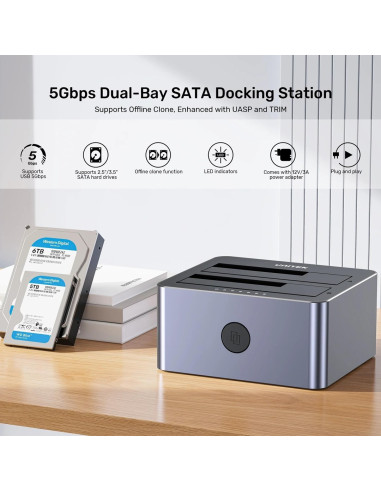 Unitek Stacja Klonująca Dyski 2X Sata 2,5"/3,5" Usb 5Gbps