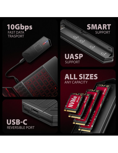 Obudowa Ssd M.2 Axagon Eem2-Gam, Usb-C 10Gbps - Nvme & Sata Ssd Game M.2 Box, Bez Skrótów