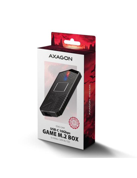 Obudowa Ssd M.2 Axagon Eem2-Gam, Usb-C 10Gbps - Nvme & Sata Ssd Game M.2 Box, Bez Skrótów