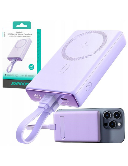 Powerbank Joyroom Jr-Pbm01 10000Mah 20W 1X Usb-C 2X Lightning Fioletowy + Kabel
