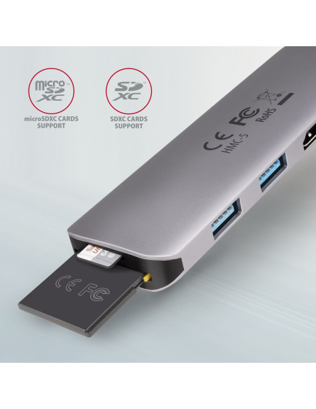 Axagon Hmc-5 Stacja Dokująca Przewodowa Usb 3.2 Gen 1 (3.1 Gen 1) Type-C Szary